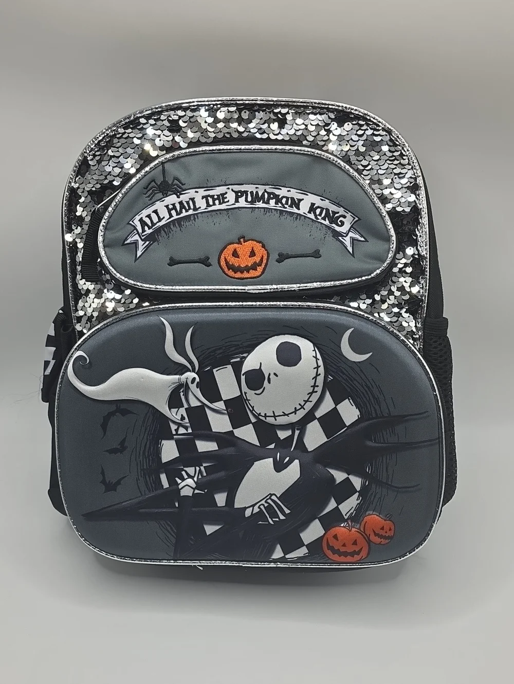Disney Jack Skellington Sequin Kids Backpack - Black & Silver